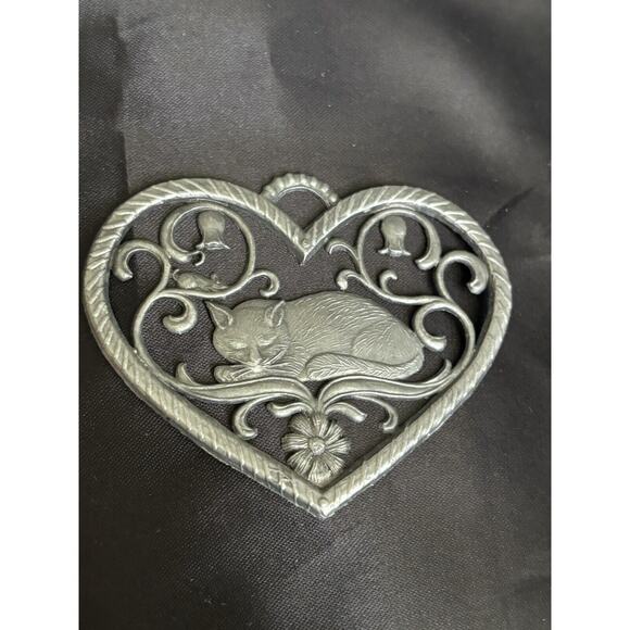 Sleeping Cat Pewter Ornament Unpainted By Wilhelm Schweizer 2 3/4" x2" Cat Art - Picture 6 of 10